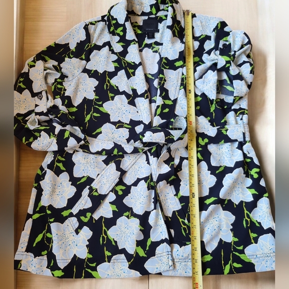 500 Maison Cinqcent Floral Belted Light Flowy Open Front Coat Jacket Sz XL - Picture 11 of 12